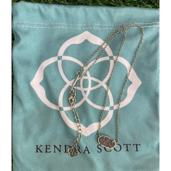 Kendra Scott Elisa Platinum Drusy Short Necklace Silver - Picture 4 of 6